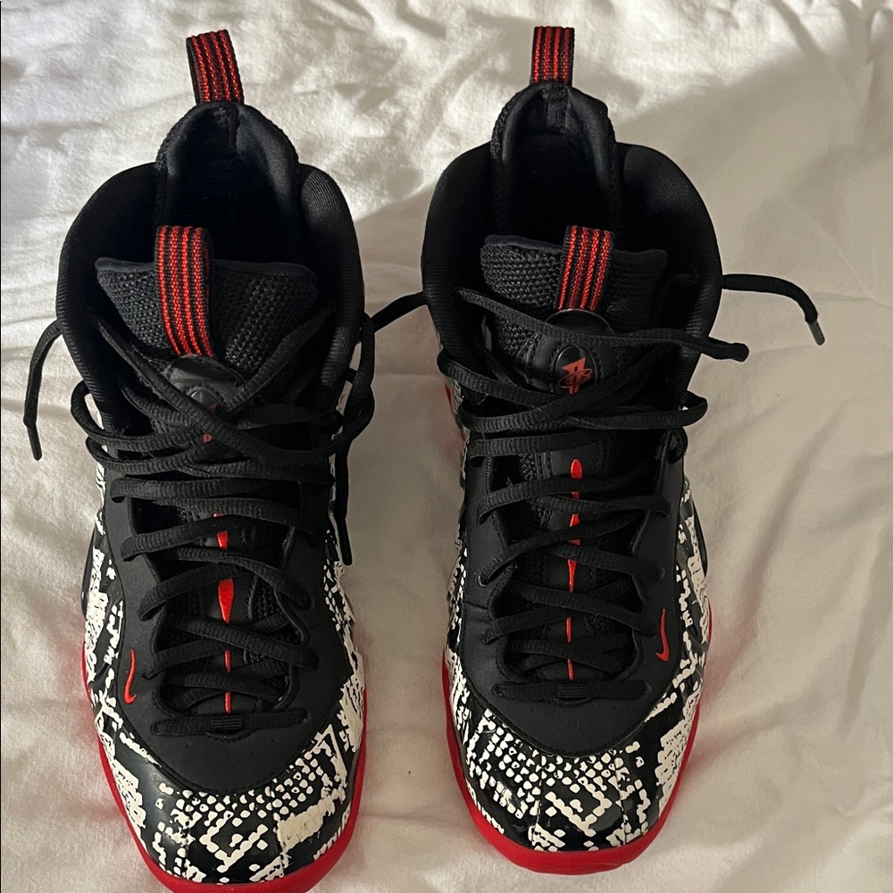 Nike Black and Red Foamposites-Snakeskin